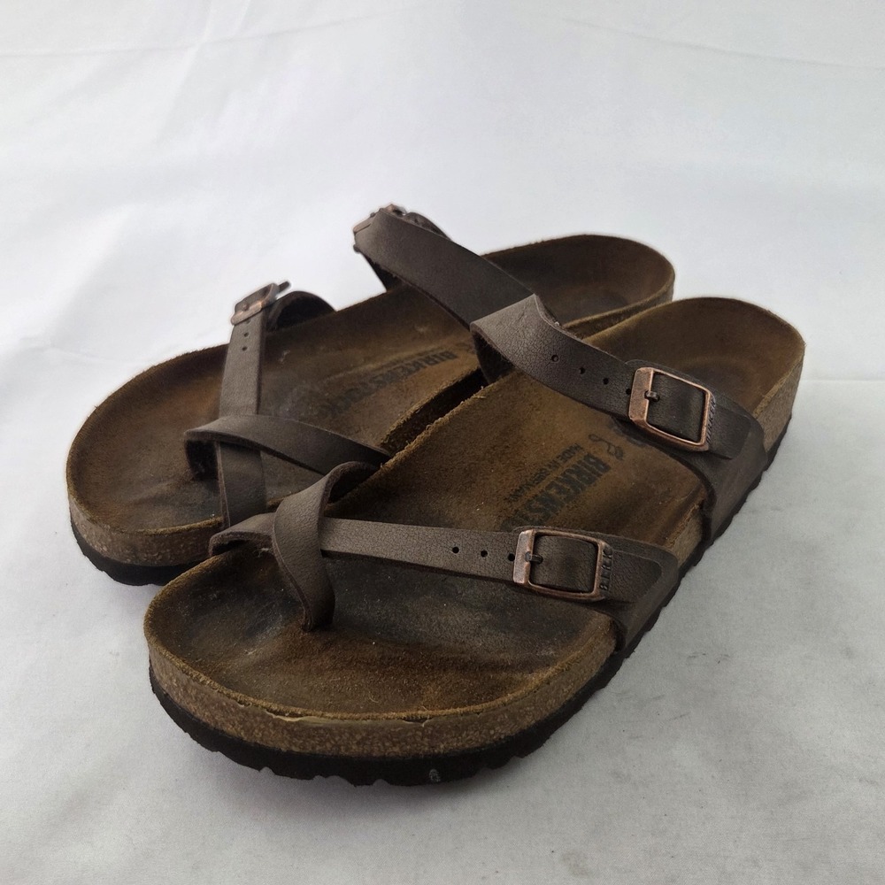Birkenstock Mayari Sandals Womens 40/9.5 Brown Birko Flor Comfort Slides